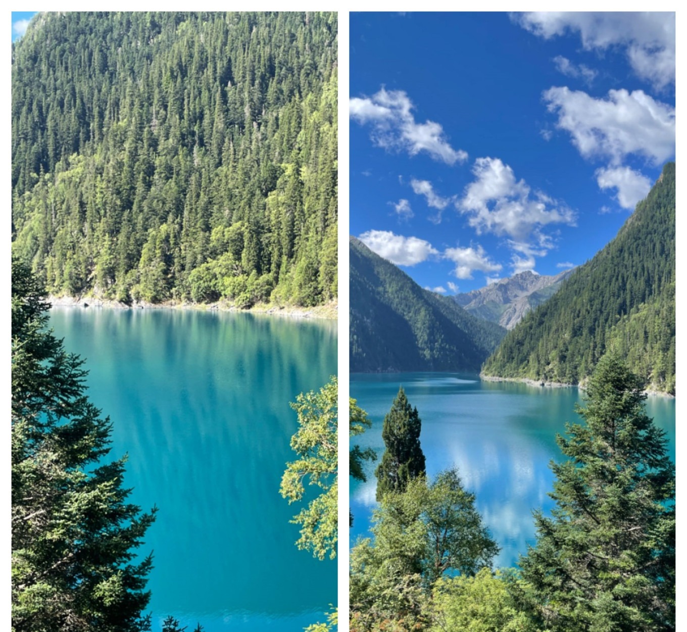 Long Lake (Changhai) with deep blue water and surrounding mountains