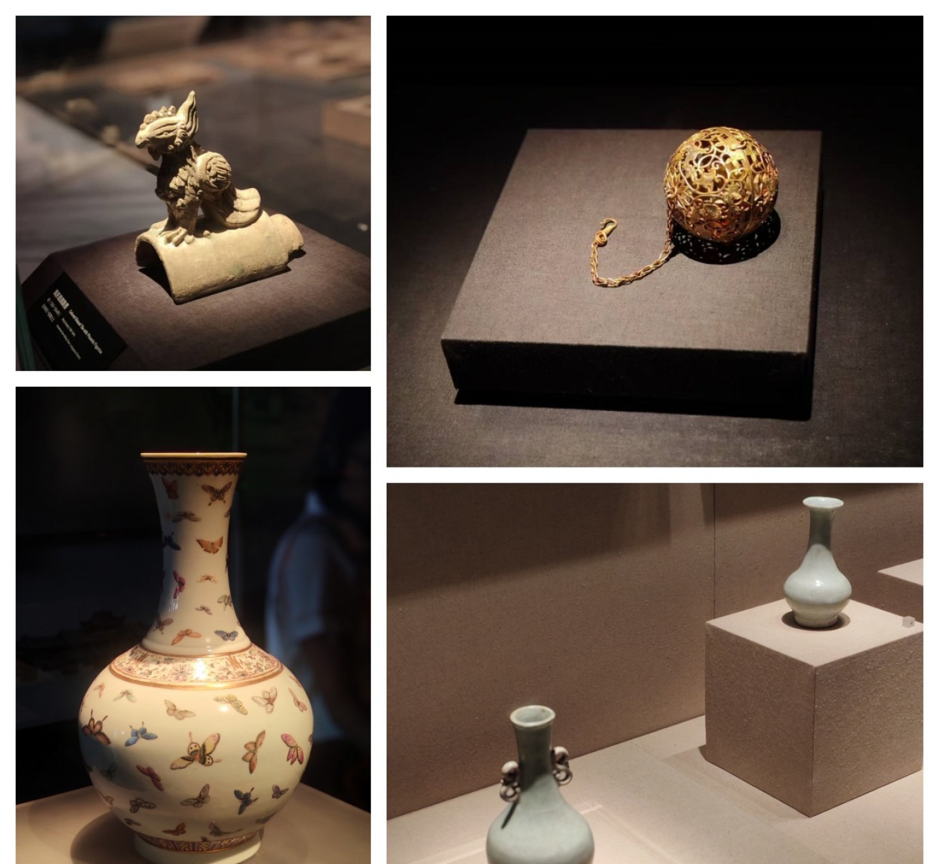Collection of pottery figurines at Chengdu Museum including storyteller and dancer