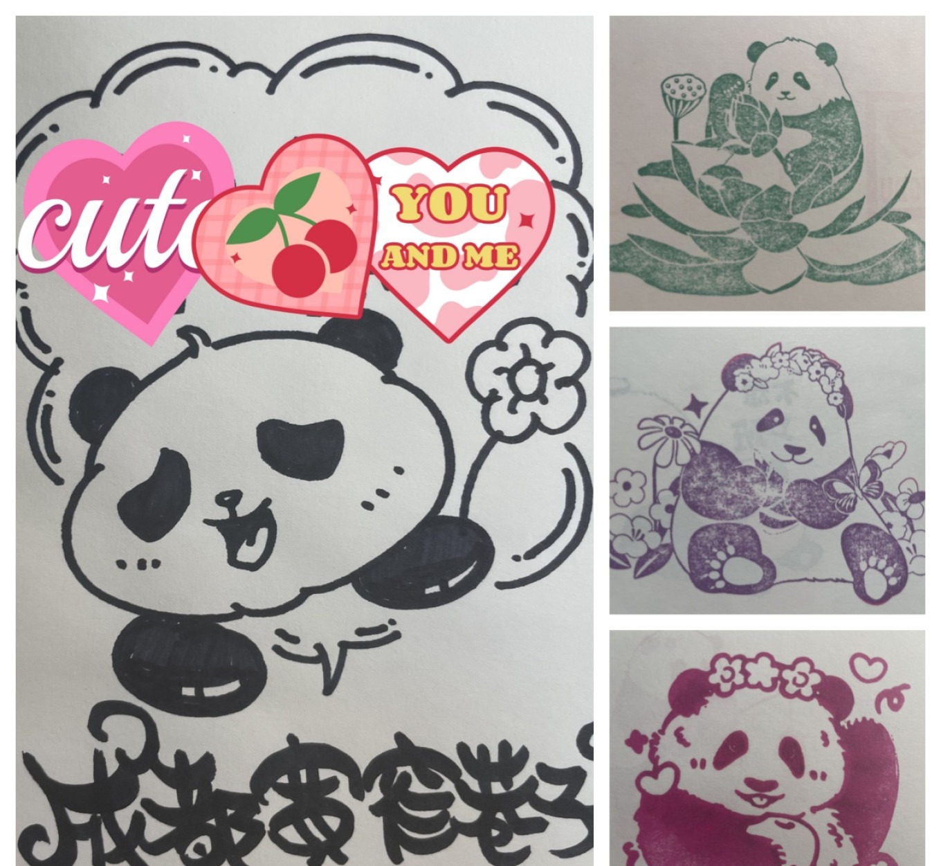 Another view of personalized panda drawing souvenir