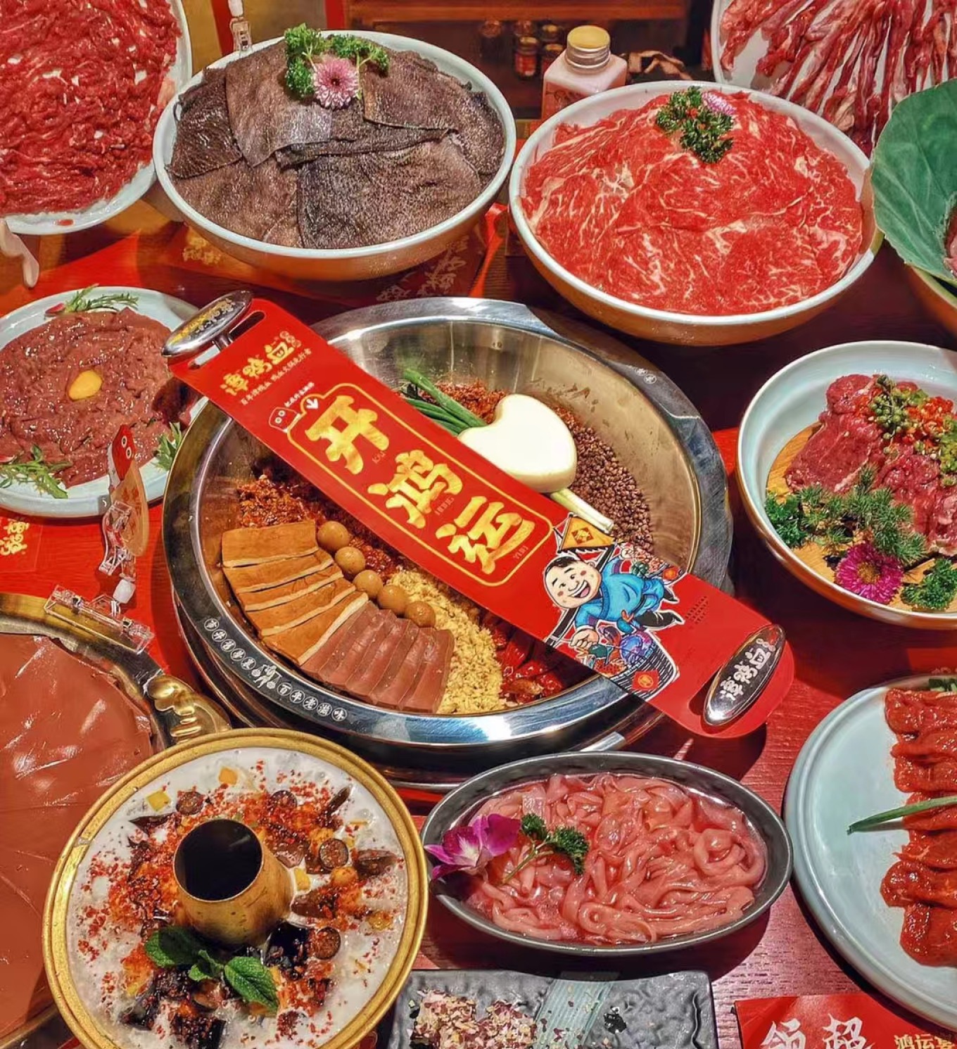 Duck blood and braised dishes at Tan Yaxue hot pot restaurant