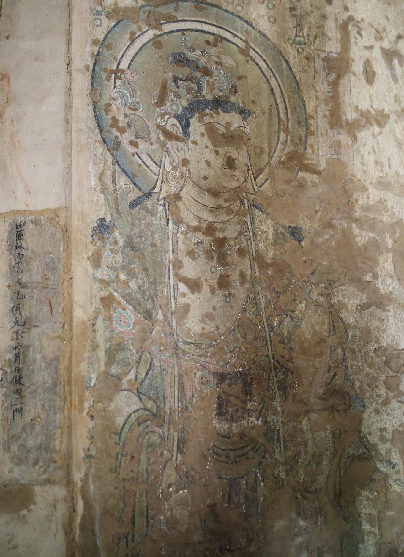 North wall mural of pavilion and figures