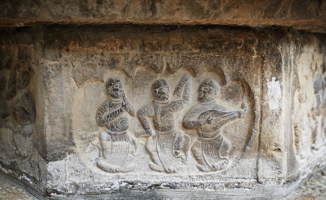 Pagoda detail of musician relief