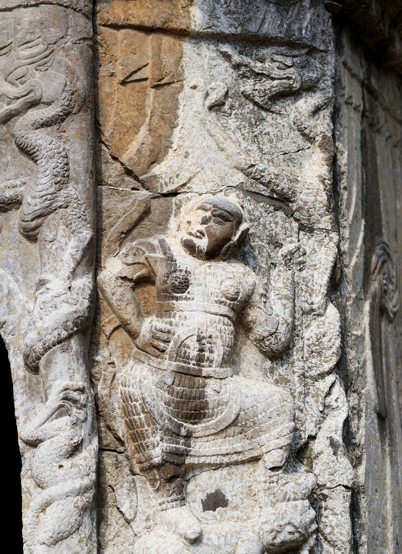 Pagoda detail of warrior relief