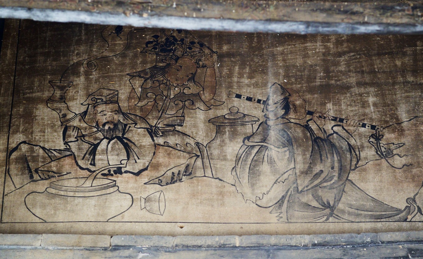 Close-up of the mural showing an immortal