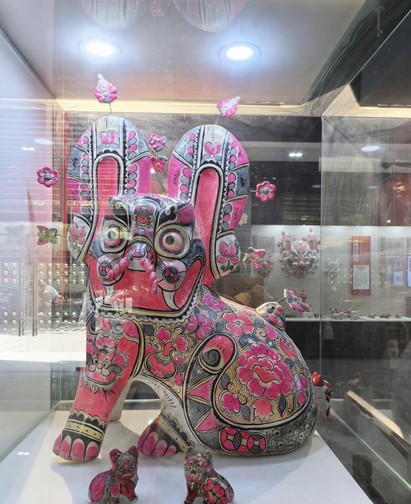 Large colored clay sculpture of folk life