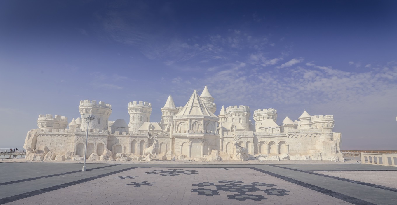 Various salt sculptures against the sky