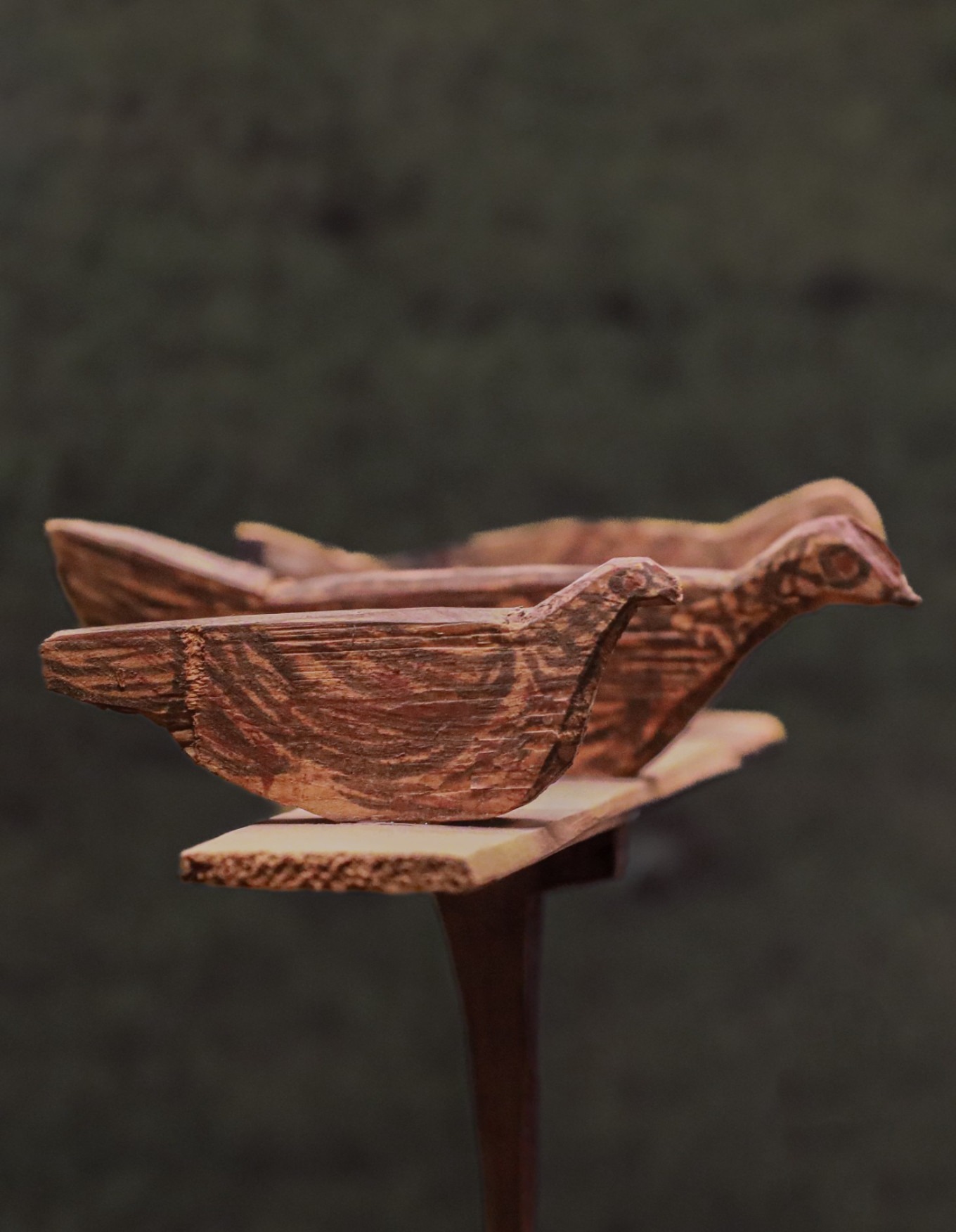 Painted wooden chicken artifact