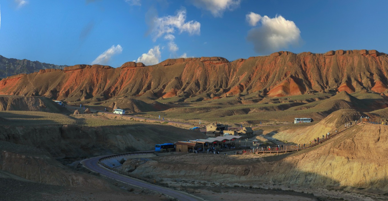 View from Colorful Immortal Terrace showing layered colorful hills