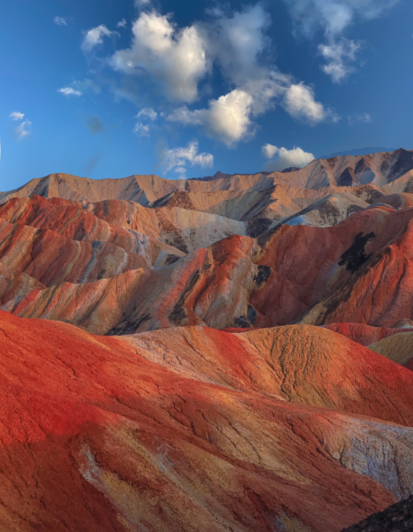 Panoramic sunset over the danxia landscape