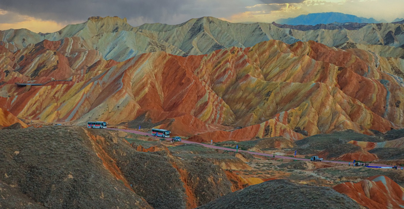 Close-up of colorful rock strata