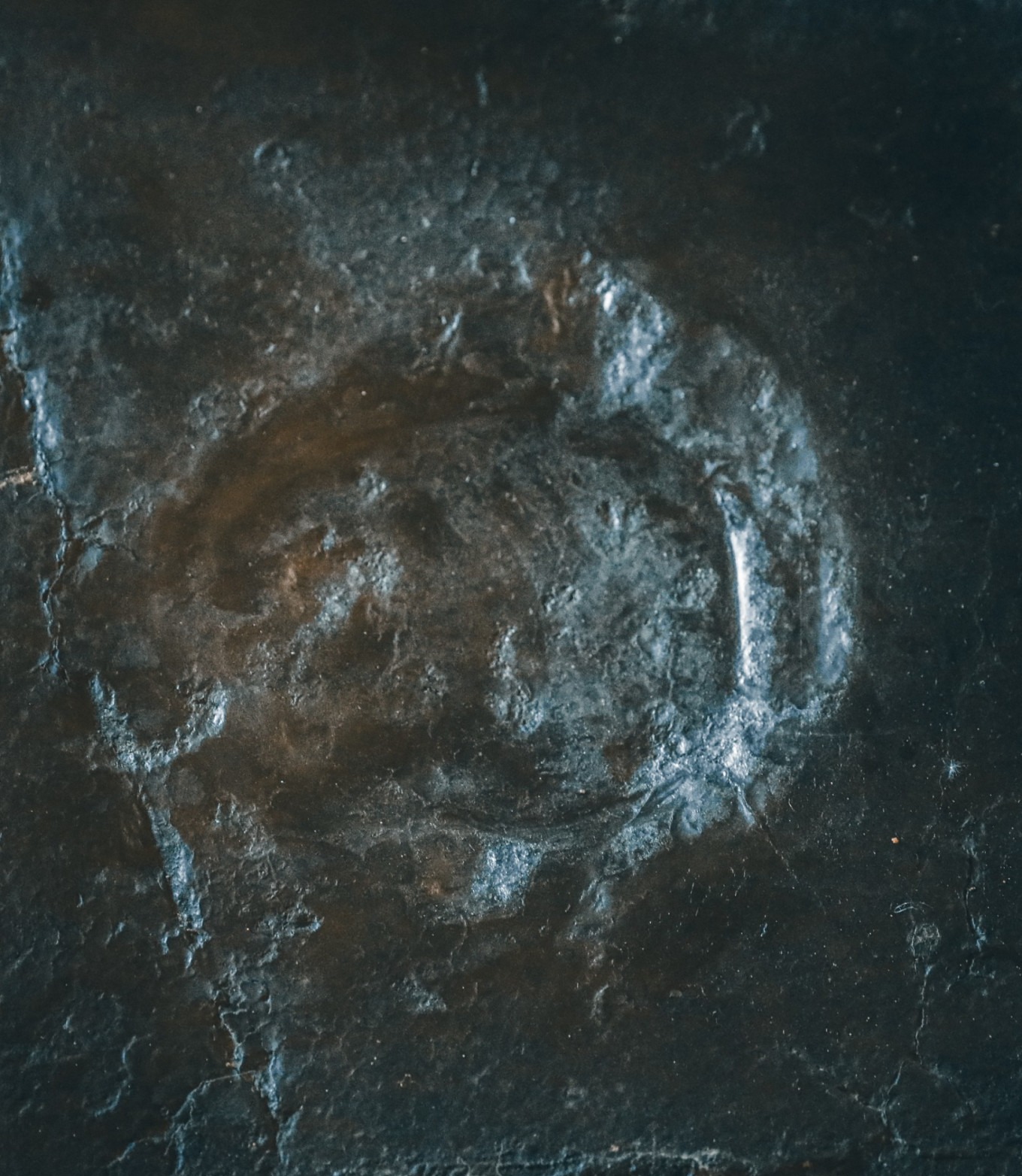 Black Qilian stone with horse hoof print