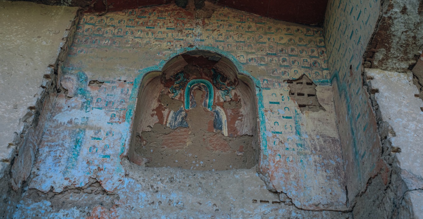 Broken Buddha statue fragments