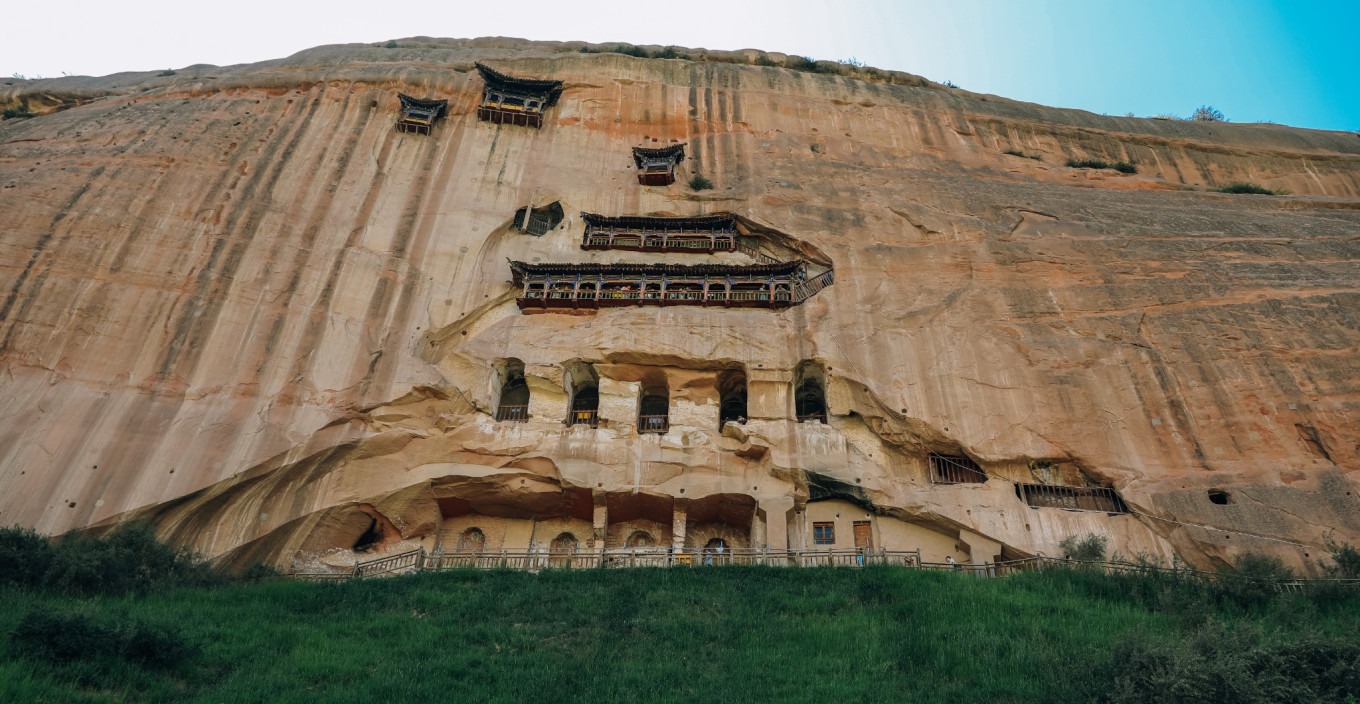Thirty-three Heavens Grotto layered caves on cliff face