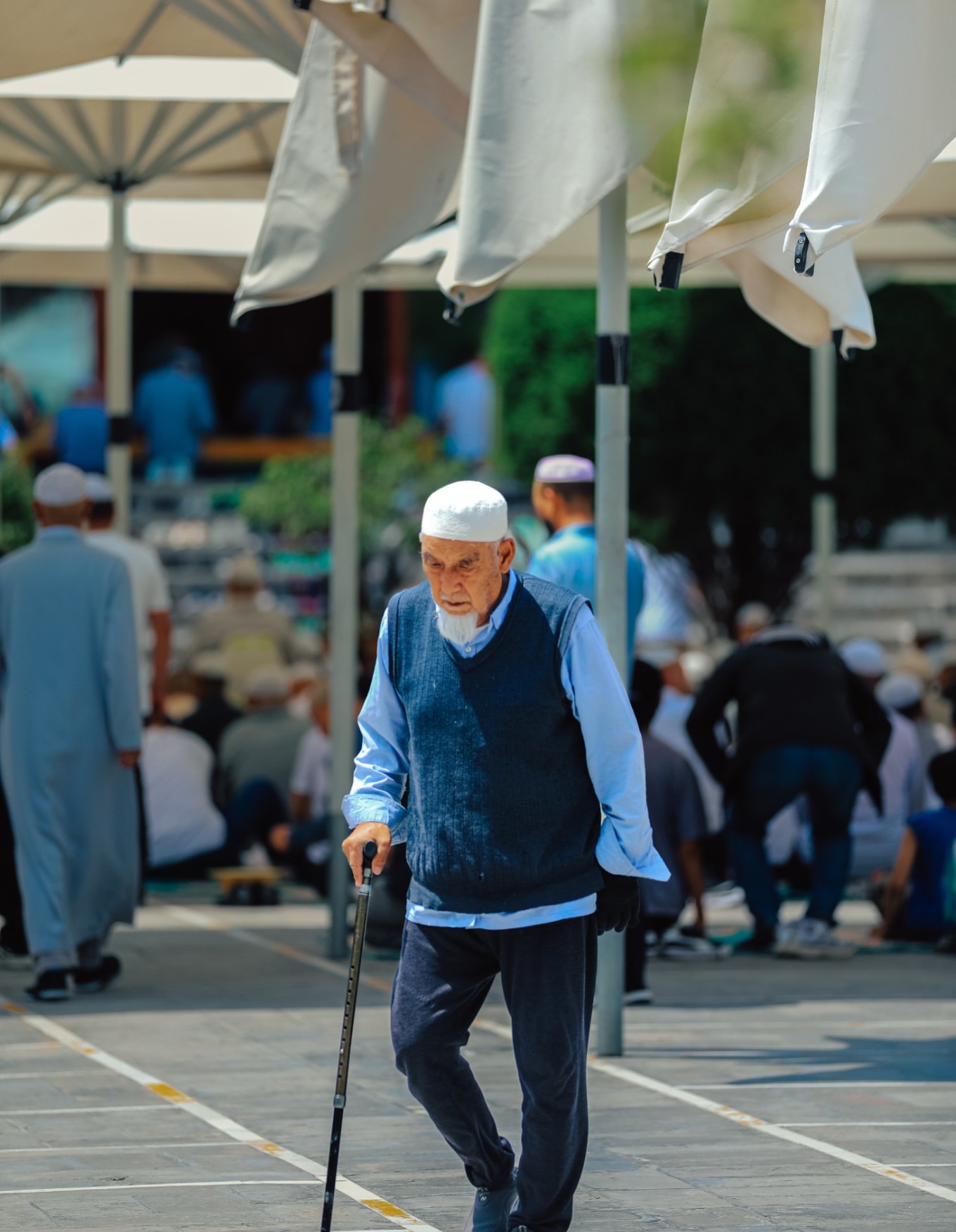 Worshippers performing prayer in unison