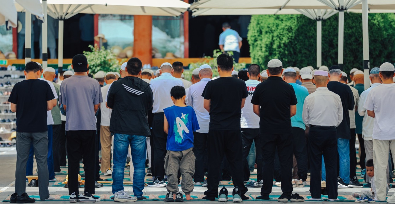 Close-up of worshippers in prayer