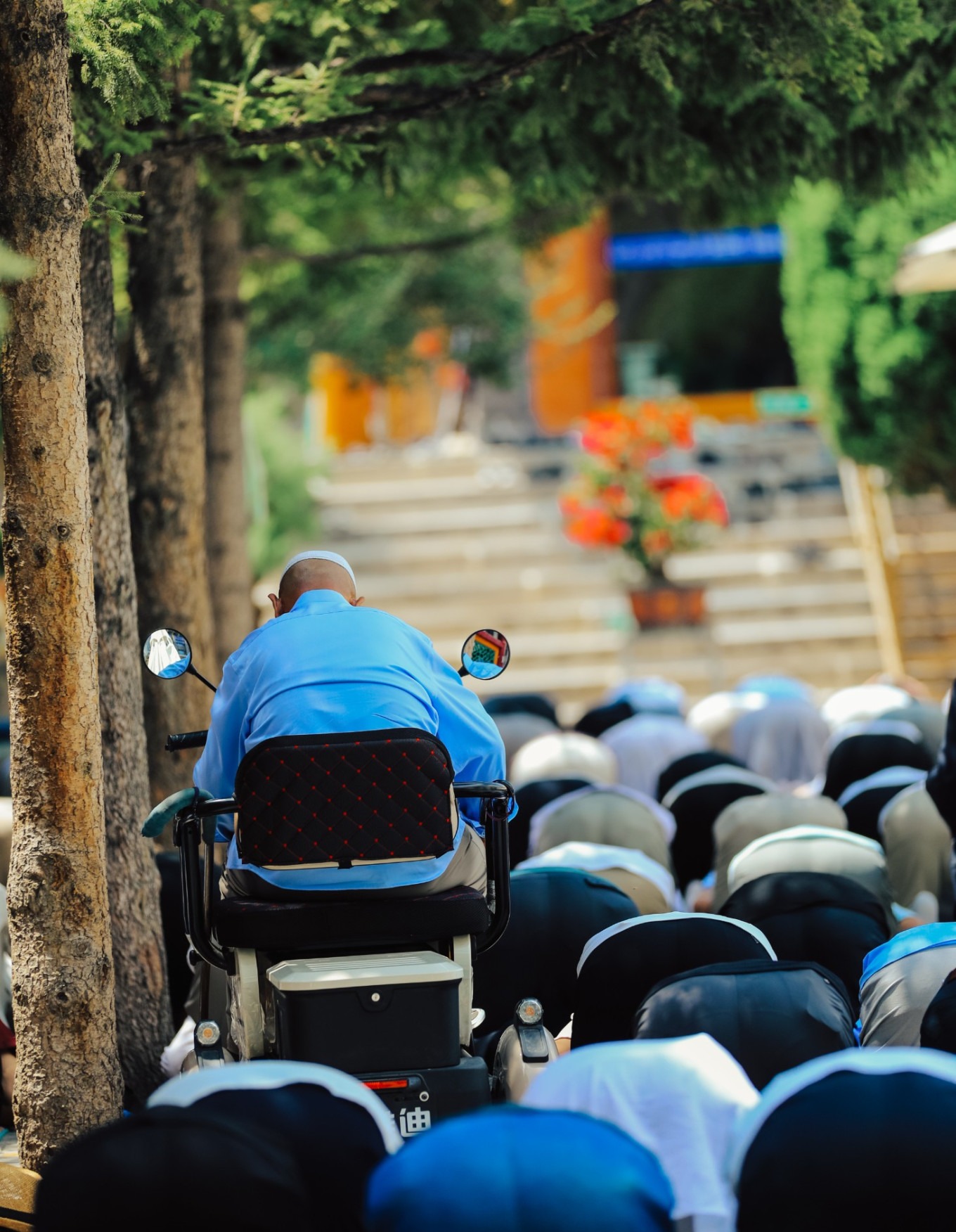 Worshippers in prayer at the mosque