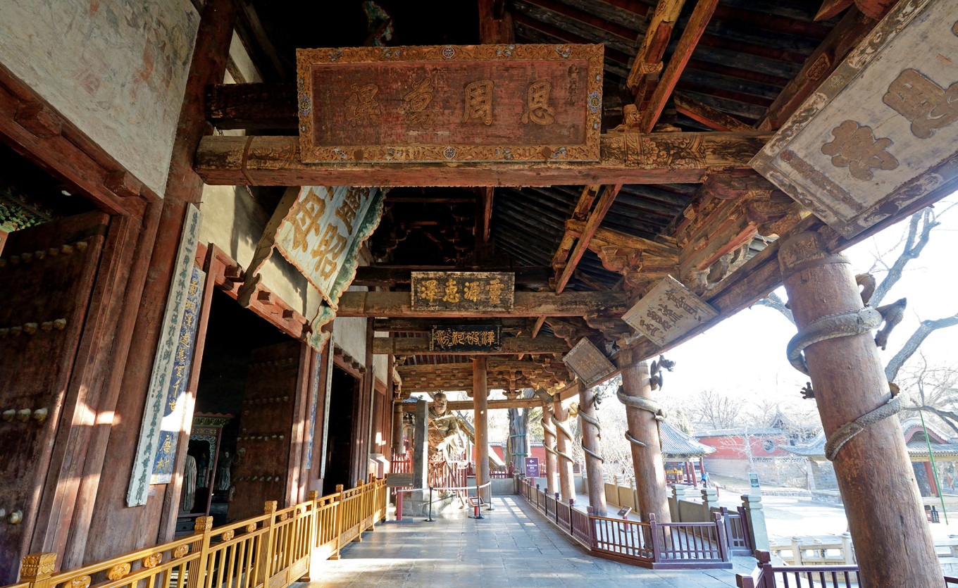 The twin pagodas of Yongzuo Temple rising above Taiyuan